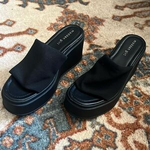Madden Girl By Steve Madden Black Wesley Slip On Heeled Wedge Sandals
